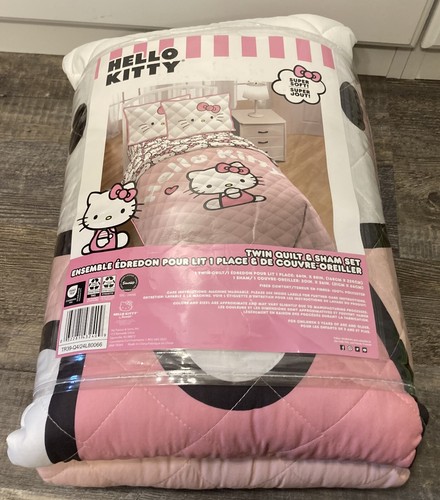 HELLO KITTY Pink Quilt & Sham TWIN Bedding Bedroom New - Picture 2 of 2