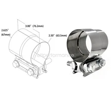 2.50''-2.625'' lap Joint Exhaust Band Clamp Muffler Coupler Stainless Steel T304