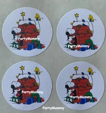 CHRISTMAS STICKERS, ENVELOPE SEALS, LABELS, 1.5", (30) ROUND, TAGS, BEAGLE
