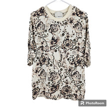 3.1 Phillip Lim T-shirt Off White Silk Floral Eyelet Grommet Embellished Size 2