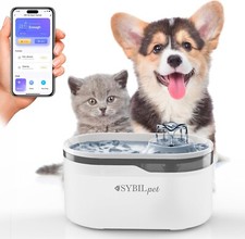 SYBILPET Fontanella per Gatti e Cani Piccola Taglia - Fontana Silenziosa da 2,8L