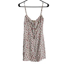 REFORMATION Helm Floral Print Sleeveless Tie Front Mini Dress White Red Size 2