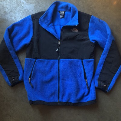 black and blue north face coat