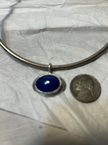 Dazzling Lapis Lazuli 925 Sterling Silver Handmade Oval Horizontal Pendant - Picture 3 of 5