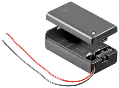 Batteriehalter 1x 9V-Block E HR22 6HR61 geschlossen mit Kabelanschluss