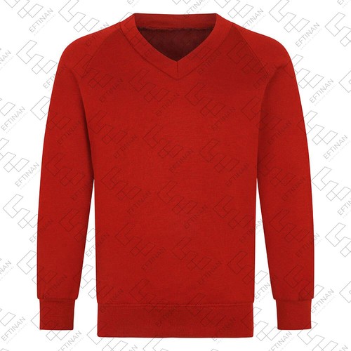 Children V-Neck Sweatshirt Unisex Premium Raglan Sleeves School Uniform Size UK - Picture 8 of 15