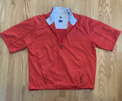 Men Nike Golf Clima Fit Red 1/4 Zip Wind Windbreaker Shirt Jacket L Short  Sleeve