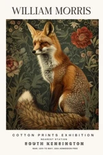 William Morris Red Fox Vintage Cotton Prints Exhibition Botanical Wall Poster
