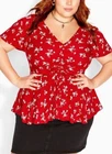 NEW CCX By City Chic Floral Ladies Cherry Ditsy Ellis Top Plus Size XS 14 #O73