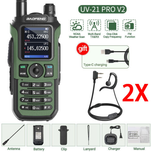 Baofeng UV-21 Pro V2 Walkie Talkies Schinken Zwei-Wege Radios Tri-Band lange Reichweite UV-5R - Bild 1 von 12