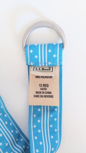 L.L. Bean Women’s Polyester D Ring Belt Blue White Sz 12 Regular 46 in" Vintage - Picture 2 of 4