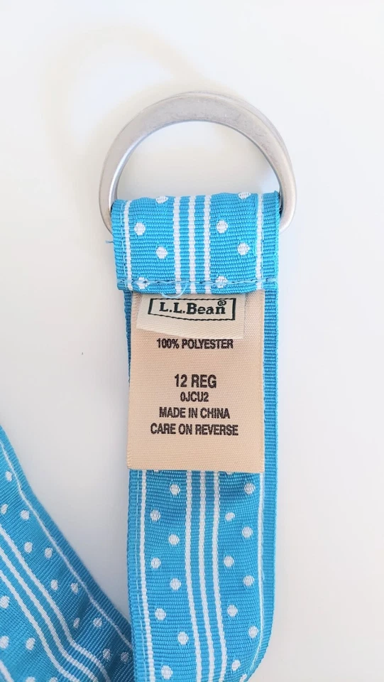 L.L. Cinturón Bean Mujer Poliéster D Anillo Azul Blanco Talla 12 Regular 46 in" De Colección Foto 2 de 4