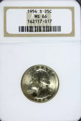 1954 - S NGC MS66 Washington Silver Quarter!!  #B19247