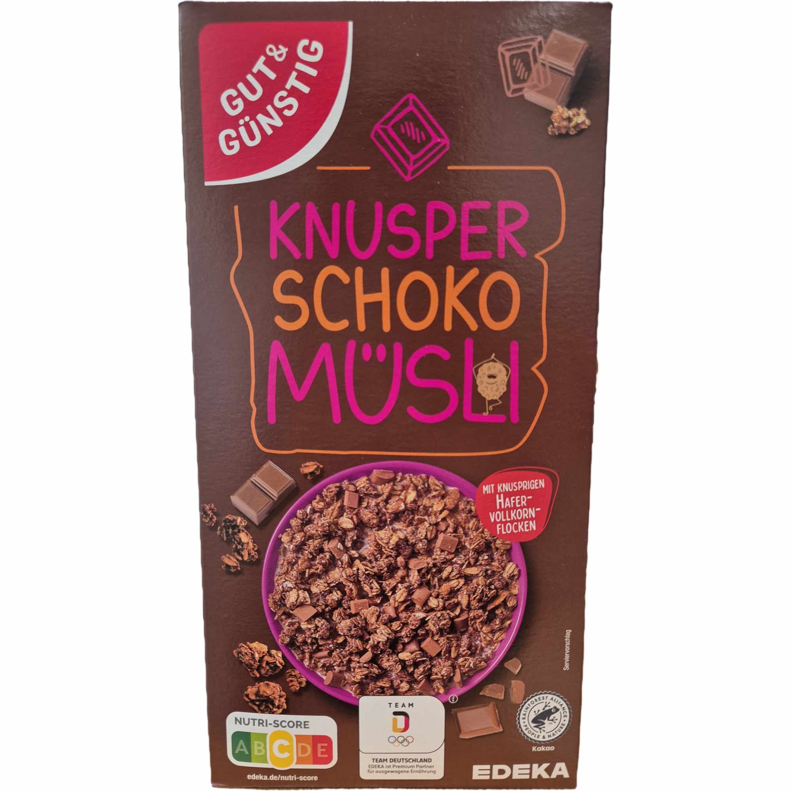 Gut&Günstig Knusper Schoko Müsli mit knusprigen Hafervollkornflocken 600g