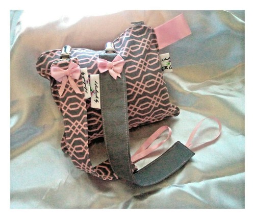 Pink/Gray Baby Pacifier Clips w/Matching Pouch - Picture 2 of 3