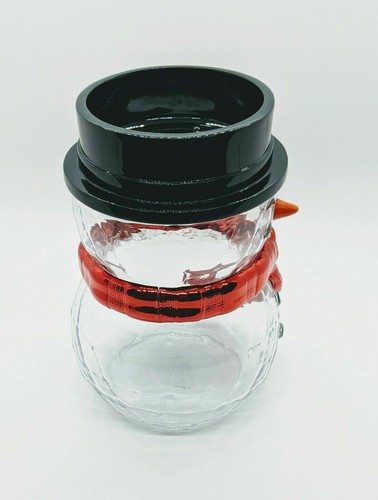 Bath & Body Works Candle Holder Clear Glass Snowman Pedestal Medium 1-Wick - Picture 3 of 3