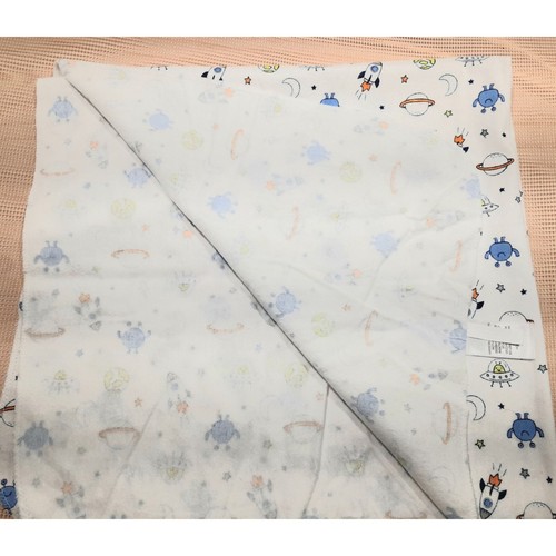 NWOT Falls Creek Baby Flannel Receiving Blanket Aliens UFO Space Stars Planets - Picture 2 of 4