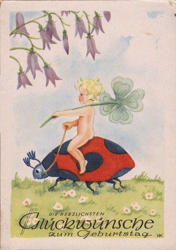 Glückwünsche zum Geburtstag Alte Postkarte +H1775