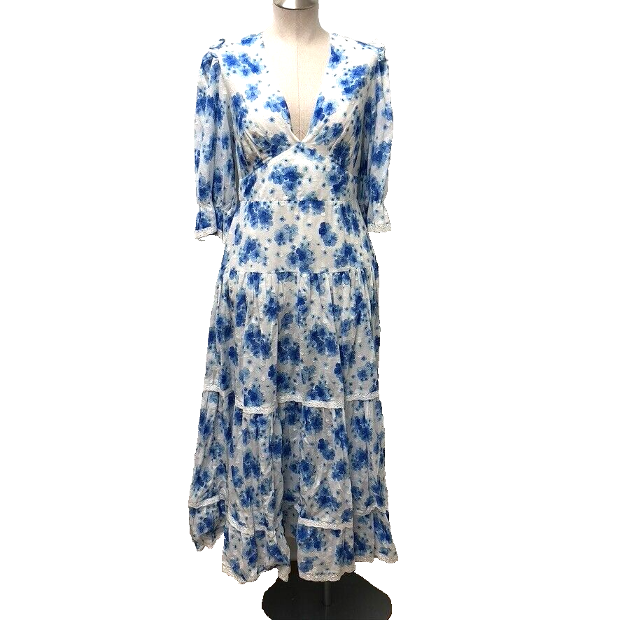 ワンピース RIXO Women Long Skirts 100049412506248 Blue Marilyn Halter Midi Dress in Patchwork Blue