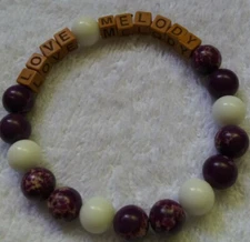 Handmade Healing Personalised "LOVE MELODY" PURPLE&WHITE GEMSTONE BEAD BRACELET.