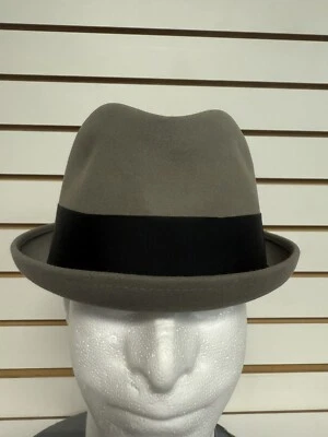 Knox Premier Quality New York Gray Felt Fedora Hat - 7 3/8 Gray Black Feather - Image 1 of 4