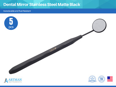 Dental Mirror Stainless Steel Matte Black Set of 5 ARTMAN