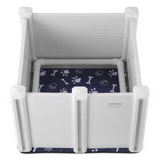 Dog Whelping Box, 28.3 x 28.3 x 18.1in Whelping Box for Dogs and Puppies, White