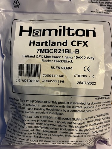 Hamilton Hartland CFX Matt Schwarz 1 Gang Schalter - Bild 2 von 2