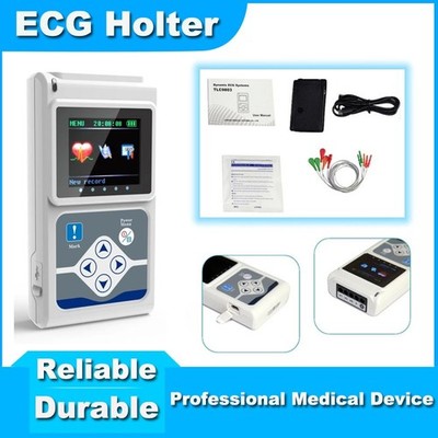 TLC9803 3-Channel 24H Dynamic ECG Holter Recorder, Free PC Software Included