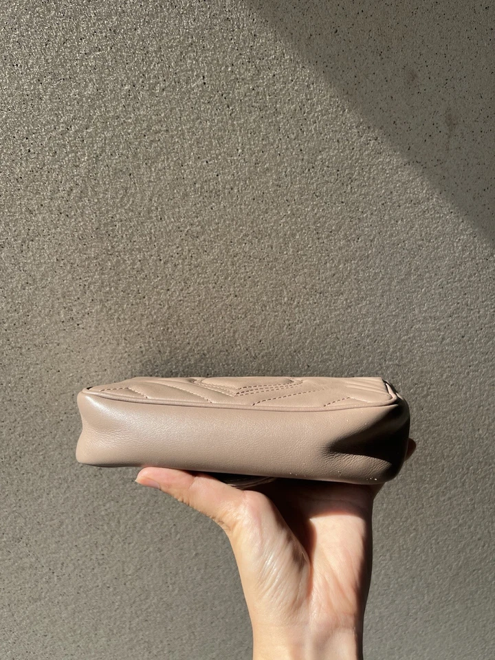 Gucci GG Marmont Flap Closure Matelasse Crossbody Mini Dusty Pink Leather, photo 4 of 5