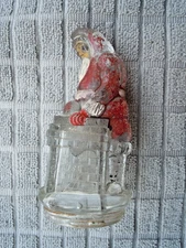 Santa at Chimney 5” Candy Container Vintage 1930s Victory/Jeanette Glass Co. USA