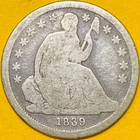 1839 U.S. SEATED LIBERTY SILVER DIME 10c COIN (Good)