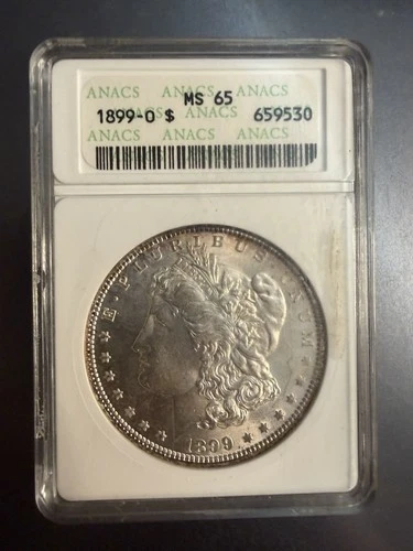 MS65 ANACS SOAPBOX 1899-O Morgan Silver Dollar Graded Coin