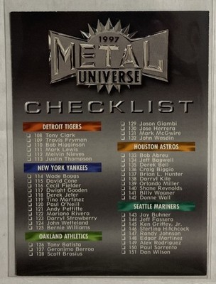 1997 Fleer Metal Baseball Checklist #2 Base Card #249 Complete Your Set!  