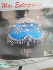 Vintage Merri Mac Christmas ornament kit bead sequin Sapphire and Pearl blue