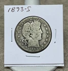 1893-S Barber Half Dollar - Lower Grade - Key Date - Original