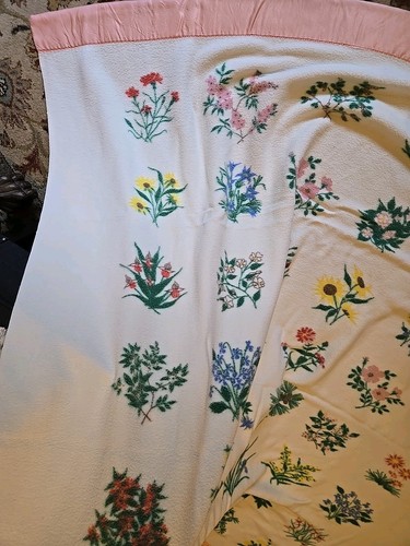 Manta Álbum Flores Estado Amanecer Dorado 71x82 Penney's De Colección Rayón Peluche Satinado En muy buena condición - Imagen 5 de 10