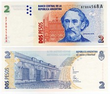 Argentina P-346a 2 Pesos 1998 UNC Serie 87804568A