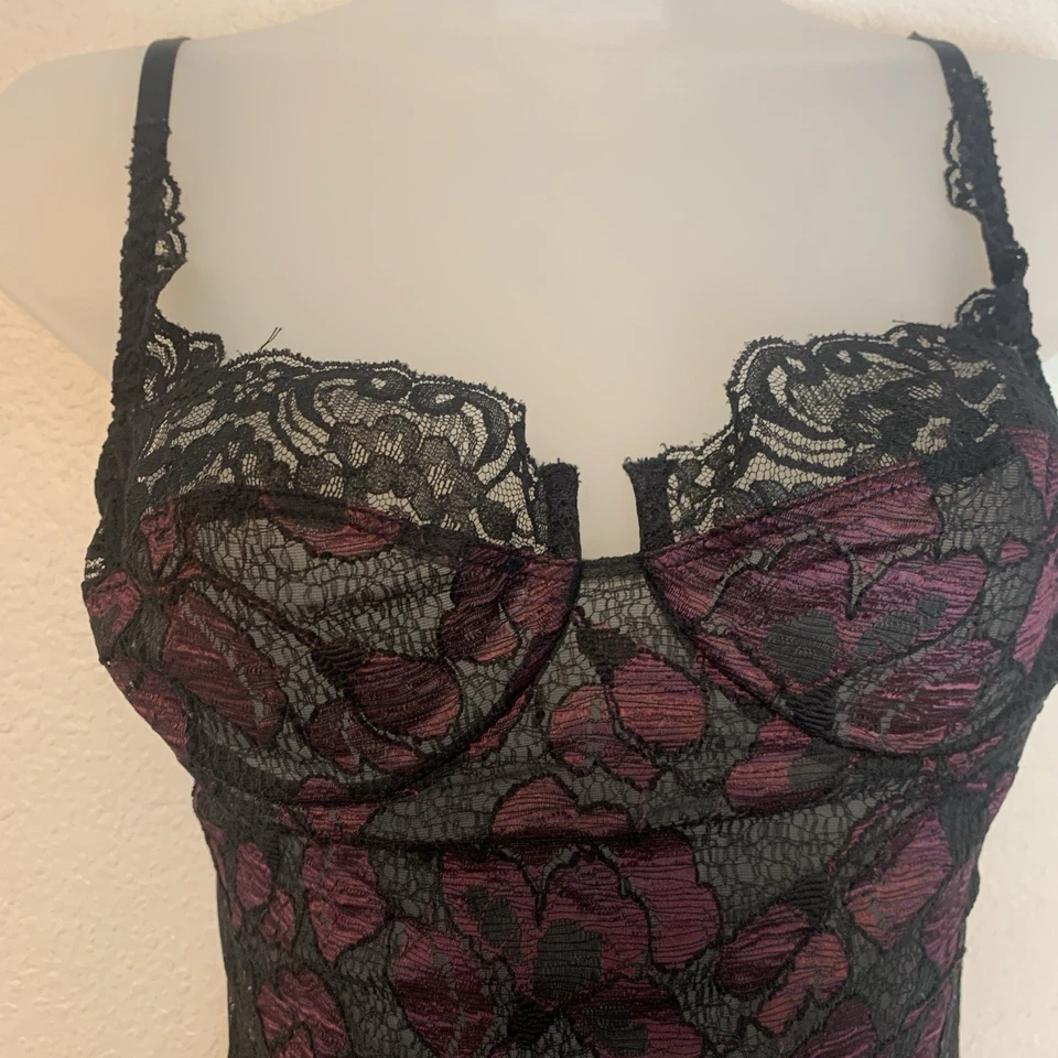 Vtg Victoria's Secret Gold Label Bodysuit Sheer Floral Lace Lingerie ILGWU - Image 2 of 4