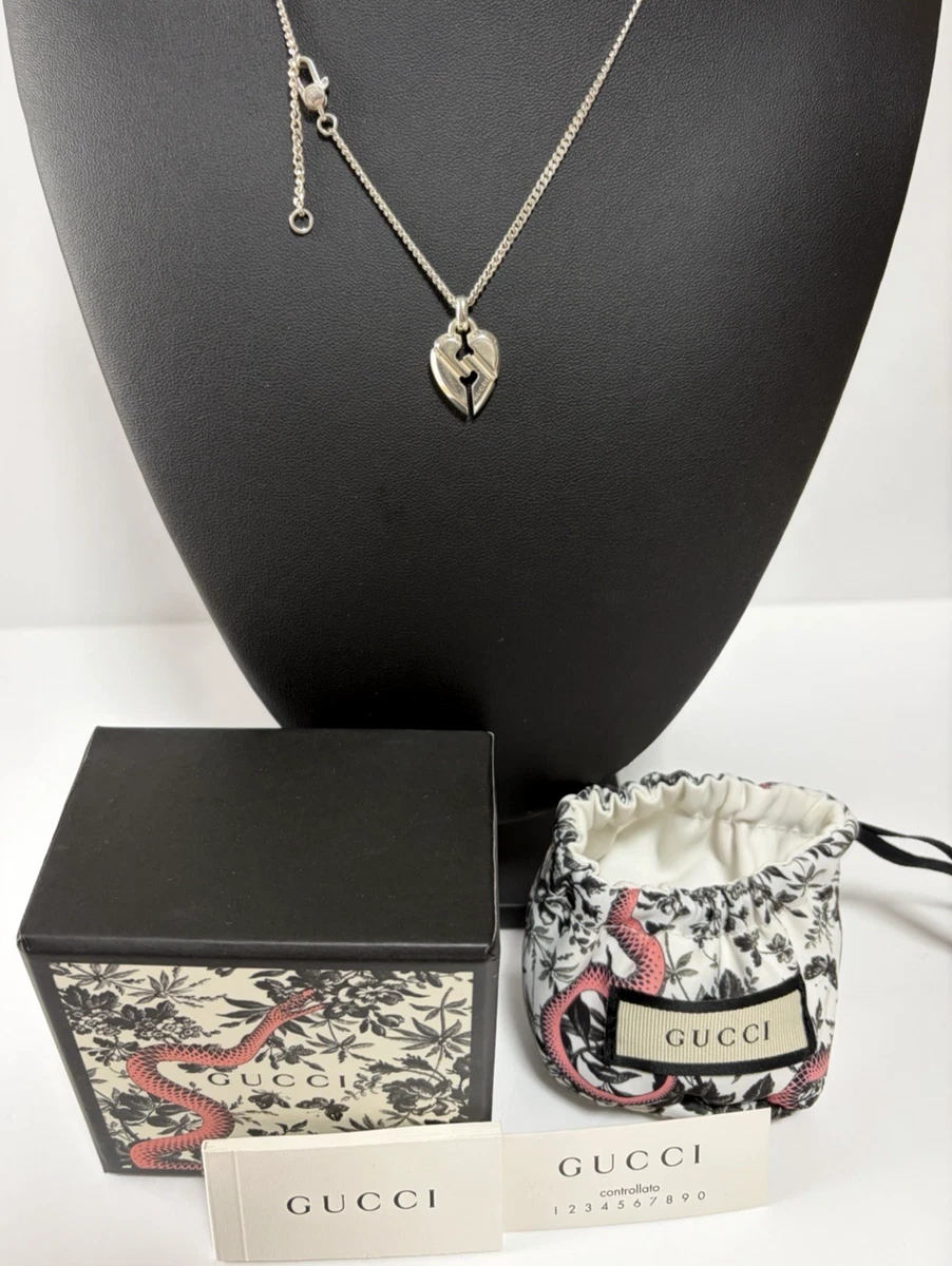【超美品】【希少品】グッチ 純銀装飾 ソリッド ロゴマーク ブラック シルバー 古驰纯银精美项链和吊坠| eBay