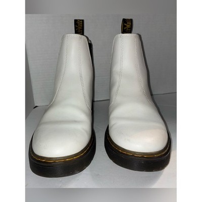 Dr. Martens Women's 7 White Smooth Leather Chelsea Chukka Boots Shoes