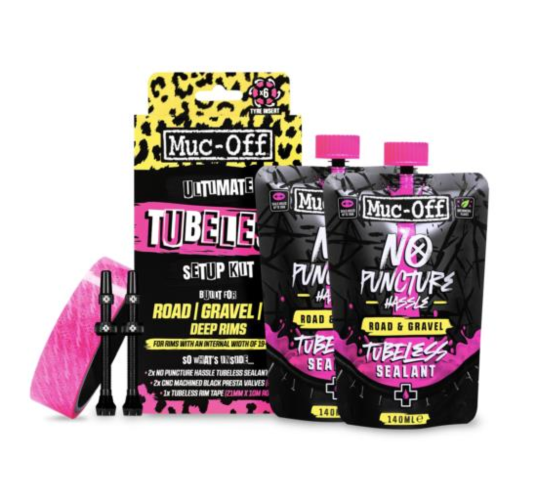 Muc-Off Ultimate Road / Gravel / CX Tubeless Kit 21mm Tape - 60mm Valves - Black