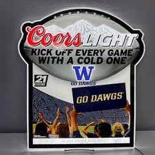 Coors Light Go Dawgs LED Sign University of Washington Football Promo Bar Decor