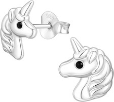 Unicorn 925 Sterling Silver Stud Earrings, Very Tiny Piercing Jewelry