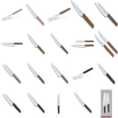 VICTORINOX Swiss Modern Messerset Chef, Santoku, Brot, Tranchiergabel Japan