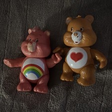 Care Bears Lot of 2 Poseable Figure Tenderheart And Cheer Bear PVC
