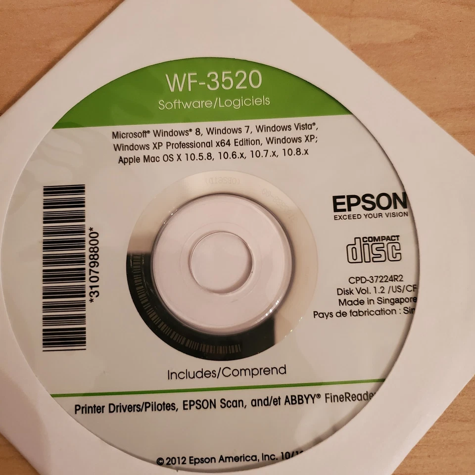 Very Clean Epson WF-3520 Printer Software Drivers ABBYY FINEREADER Comprend - Image 2 of 4