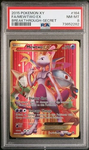 POKEMON MEWTWO EX  2015 XY BREAKTHROUGH SECRET  #164 FA PSA 8