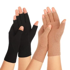 2 Pairs Arthritis Compression Gloves, Fingerless, Pain Relief, Typing, Both Hand