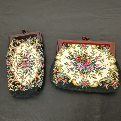 Vtg Pr Needlepoint Tapestry Coin Purse Cigarette Case Kisslock Lucite/Celuloid - Picture 1 of 16